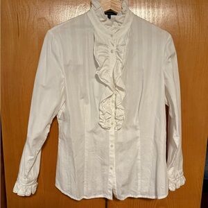 Beautiful Anne Klein White Ruffled Blouse Sz 8 worn once!